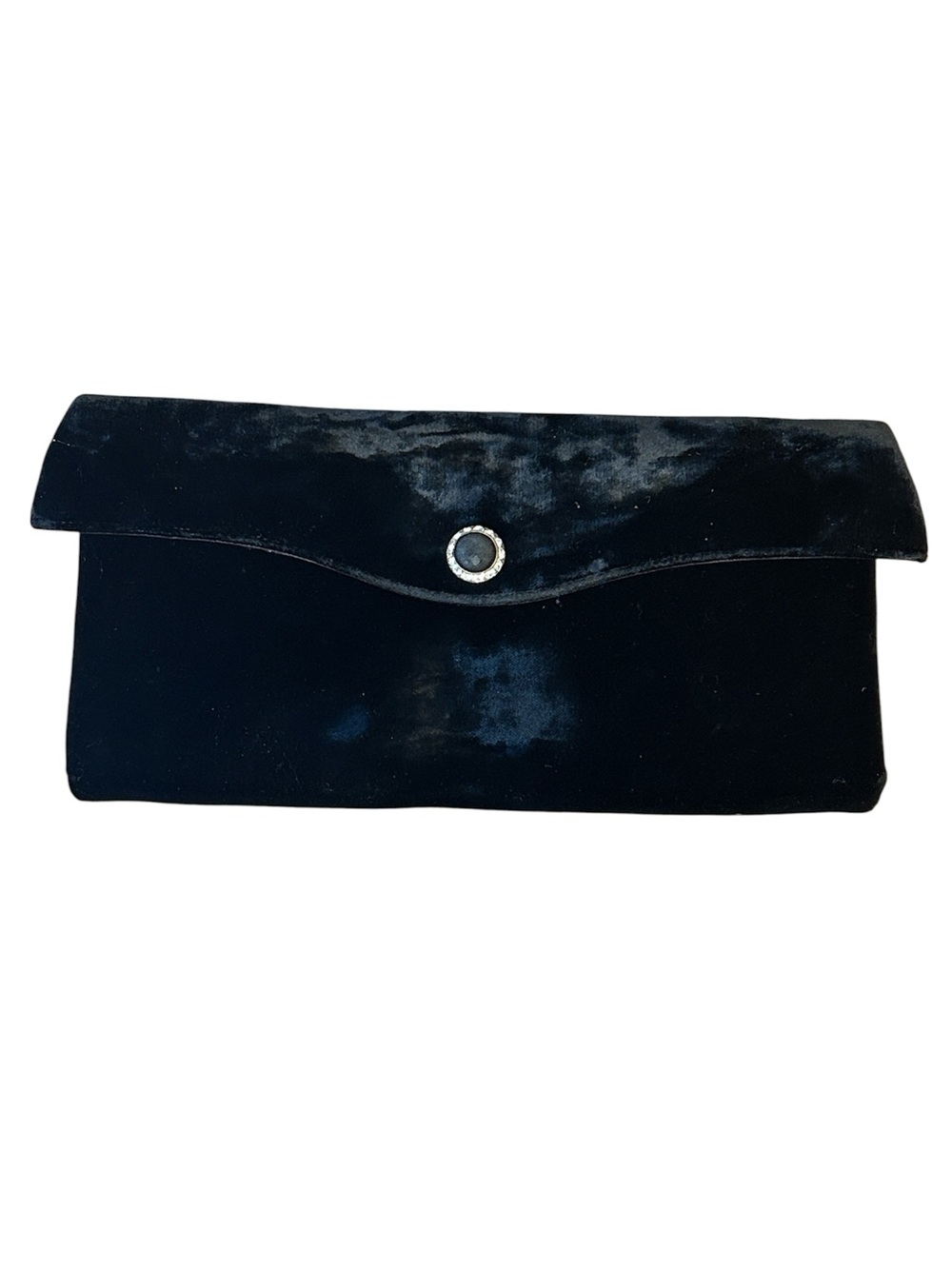 Vintage Bags by Josef black Velvet Velour clutch evening bag rhinestone button